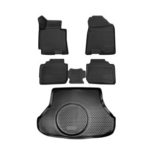 KIA FORTE Floor-Trunk Mats - Omac - 3D - Black - '14-'18